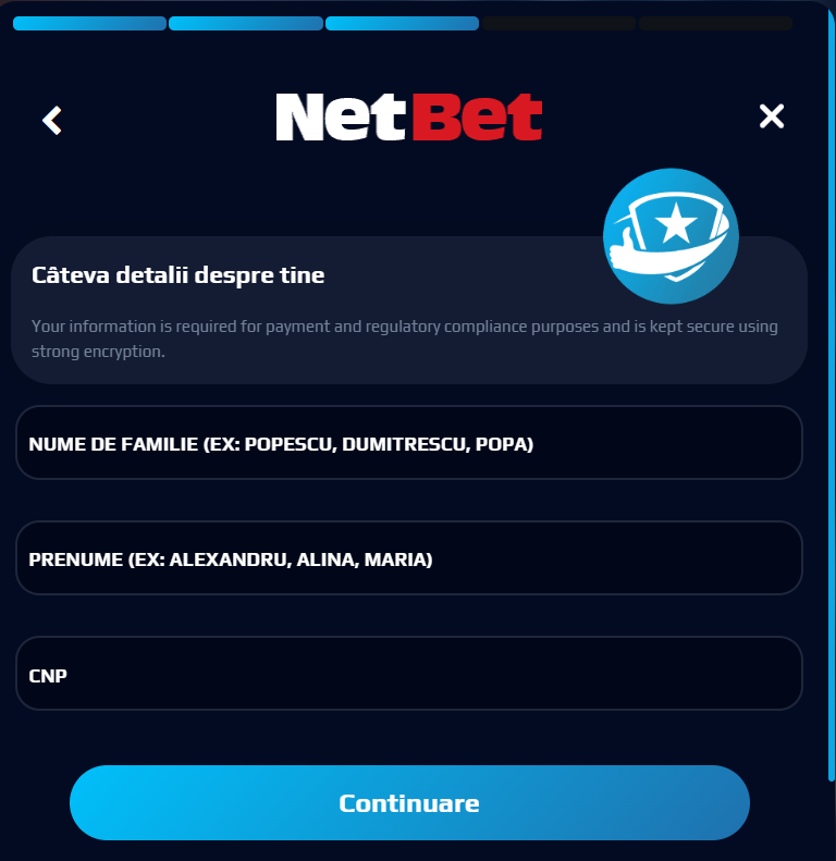 creare cont netbet date personale