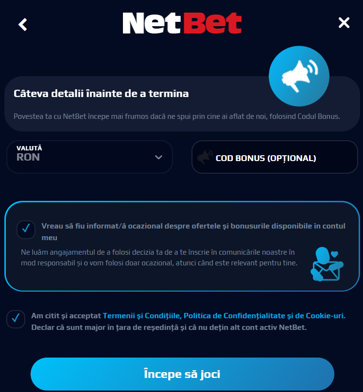 netbet inregistrare acceptare termeni si conditii