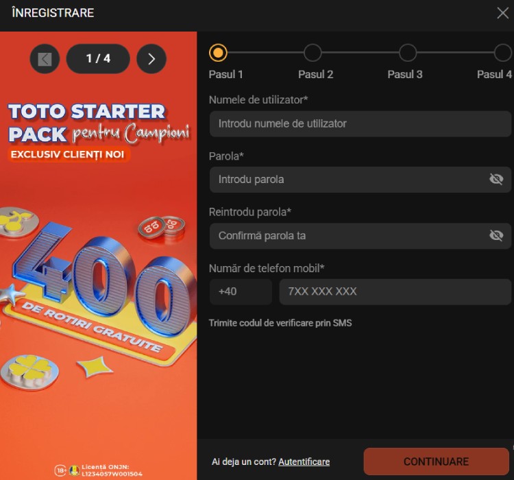formular inregistrare toto gaming casino