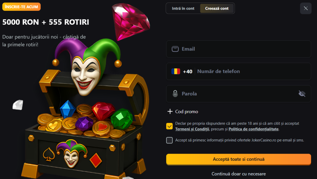 joker casino rotiri gratuite fara depunere la inregistrare